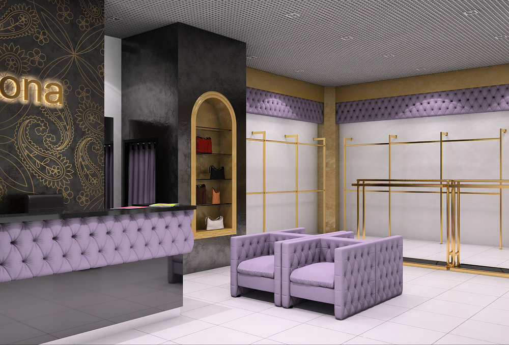 Interior design project of brand clothing boutique.