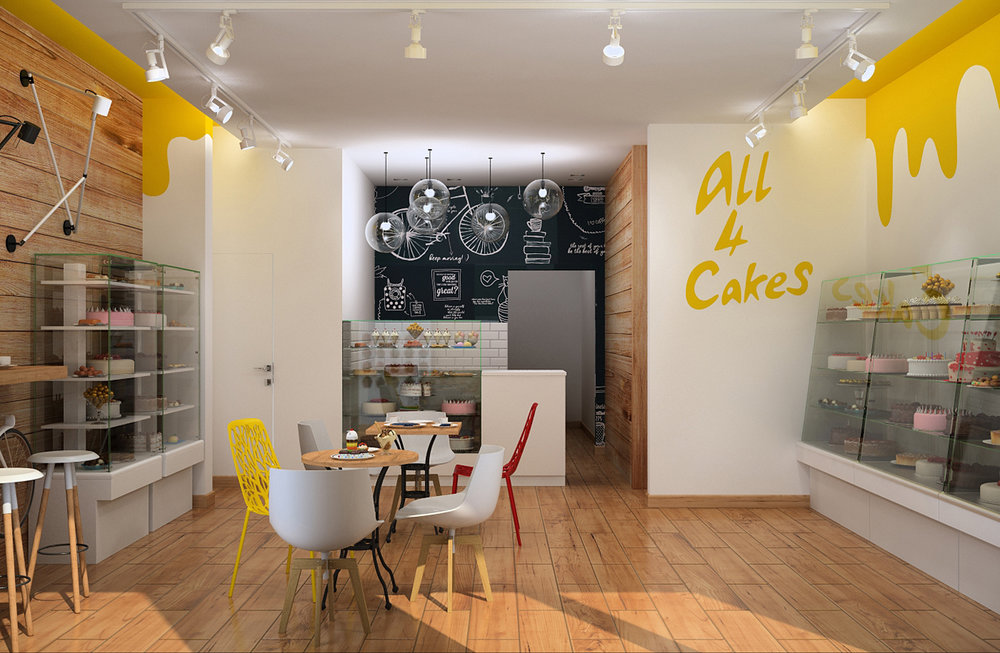 Designe sklepu kawiarni "All 4 Cakes" w mieście Gdańsk