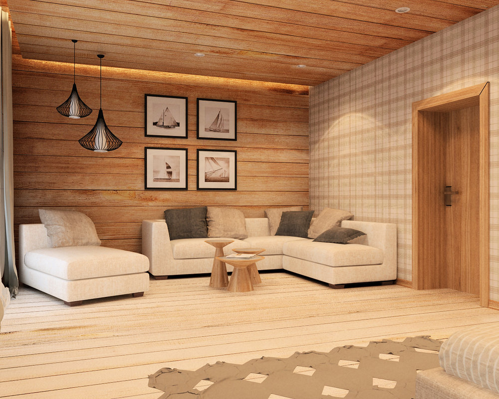 Chalet Style in interior design of eco hotel.
