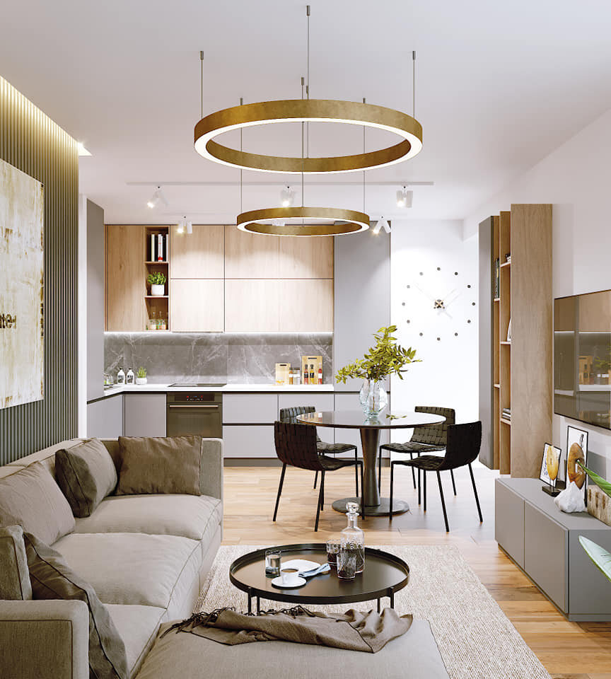 Apartment design with double light.