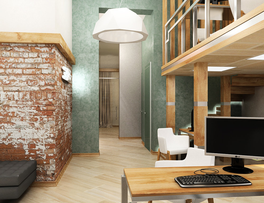 Masonry in office design.