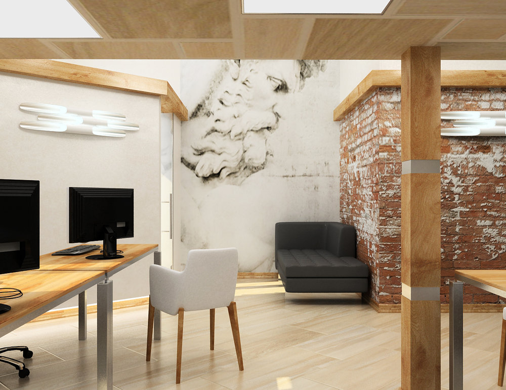 Elements of style loft in office design.