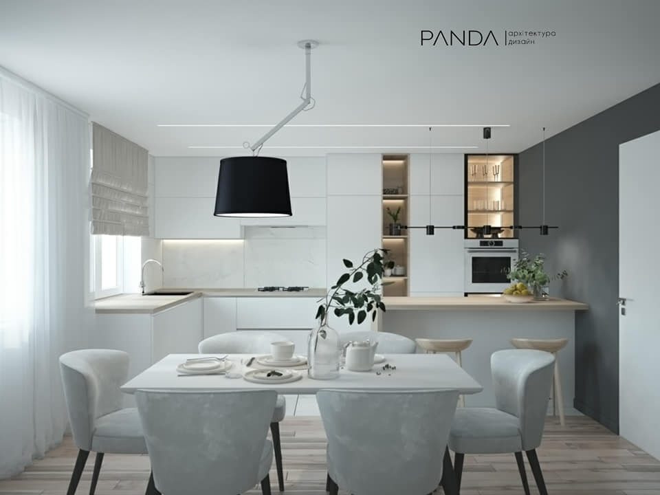Modern kitchen in white from PANDA design studio.