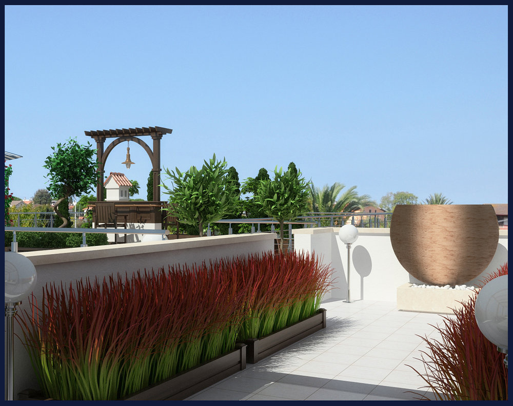 Design project of rooftop terrace in Rome.