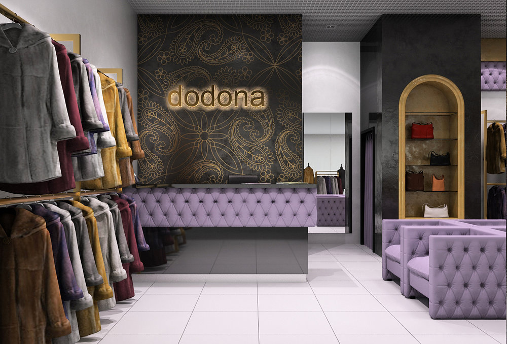 Designe sklepu firmowego odzieży klasy luksus "Dodona" 