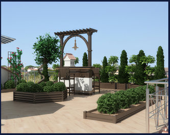 Landscape design project on the roof of the house in Rome