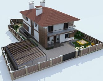 Дизайн фасада дома в современном стиле на узком участке