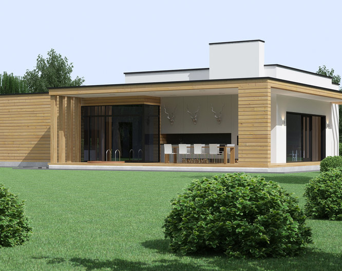 House design with a built-in SPA in a modern style